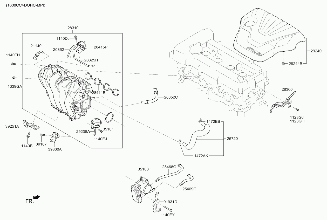 KIA-HYUNDAI 28324-2B000 - Клапан, пневматична система керування вхідним повітрям autodetail.com.ua