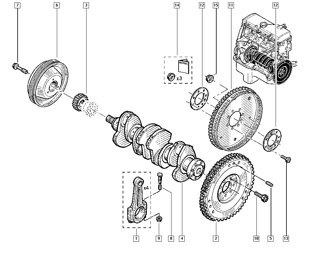 DACIA 8200646632 - Гвинт, опорний кронштейн колінчатого вала autodetail.com.ua